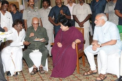 modi jayalalithaa vjayakanth meet photo
