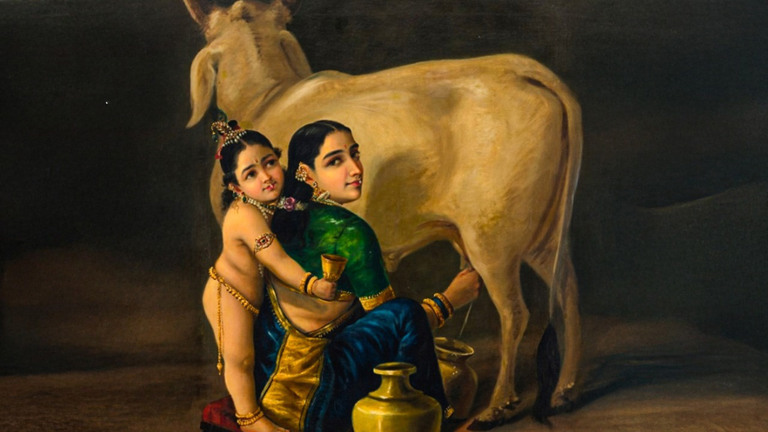 Yashoda and Krishna painting ,